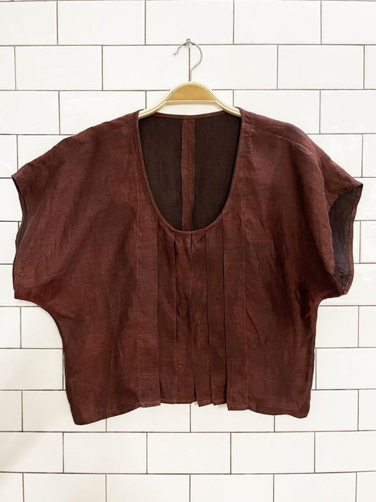 vintage mariella burani 100% linen boxy crop full button top | made in Italy - good market thrift store