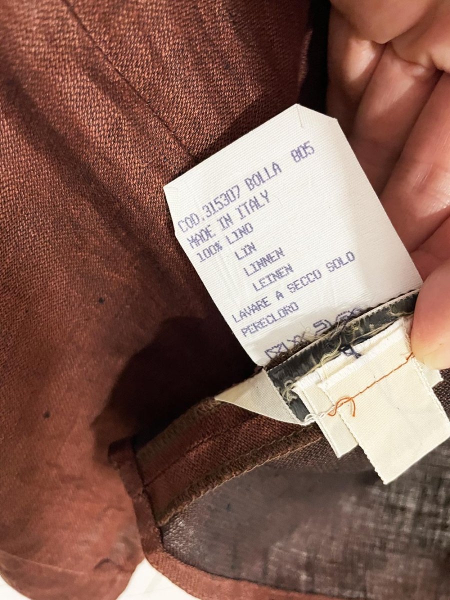 vintage mariella burani 100% linen boxy crop full button top | made in Italy - good market thrift store