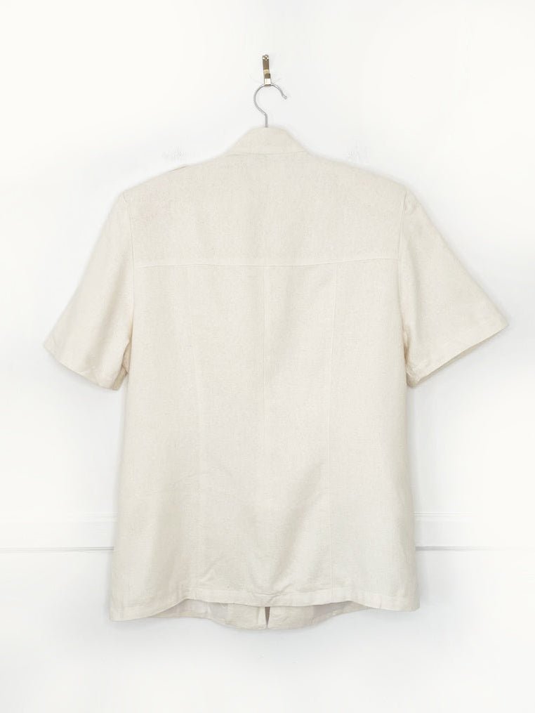 vintage marla kim 100% raw silk full zip short sleeve jacket - good market thrift store
