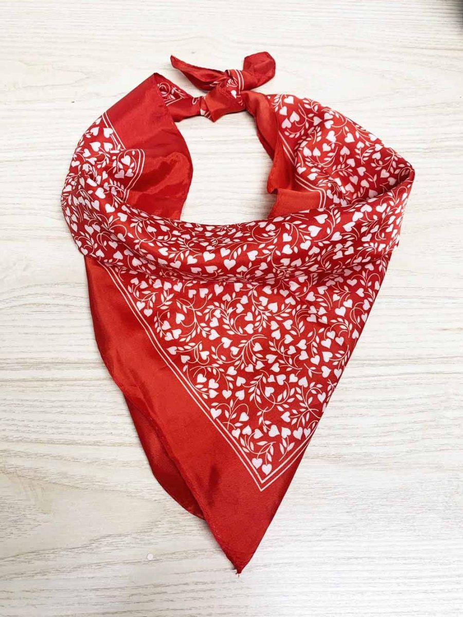 vintage mary anne poly satin heart square scarf - good market thrift store