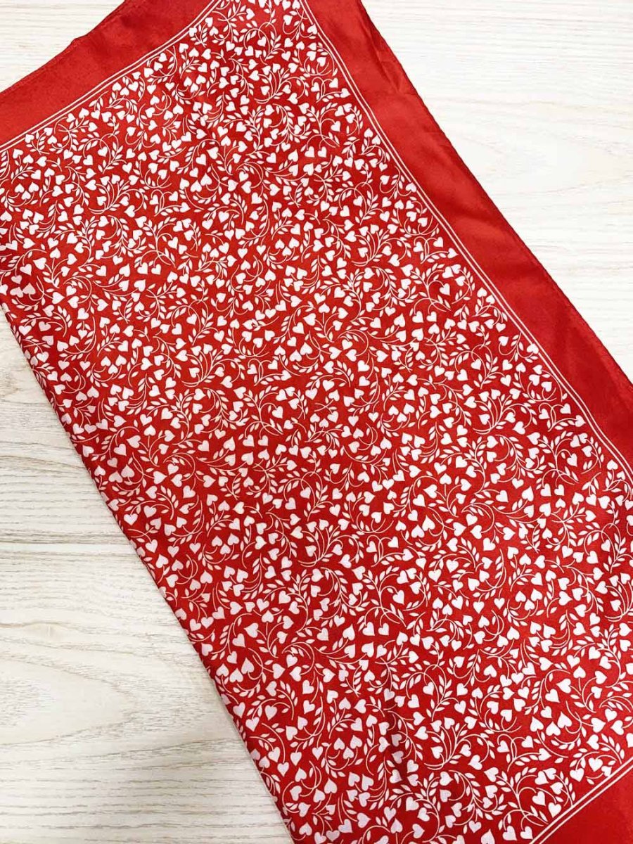 vintage mary anne poly satin heart square scarf - good market thrift store