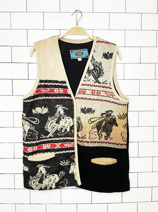 vintage maurizio ramani wool - blend cowboy western vest | made in USA - good market thrift store