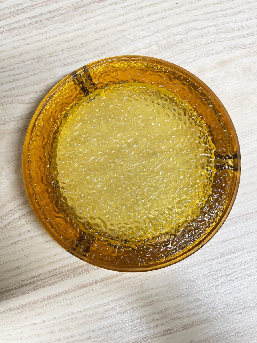 vintage mcm amber textured glass ashtray - good market thrift store
