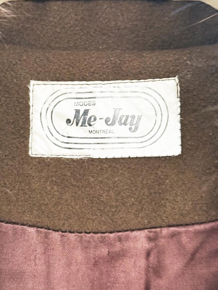 vintage me - jay 100% wool fox fur collar pleated - back long coat | montreal - good market thrift store