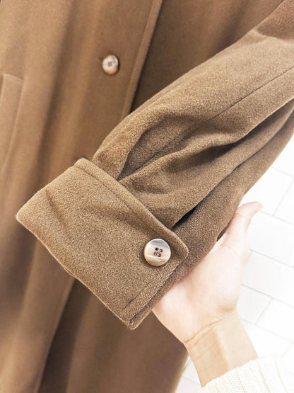 vintage me - jay 100% wool fox fur collar pleated - back long coat | montreal - good market thrift store