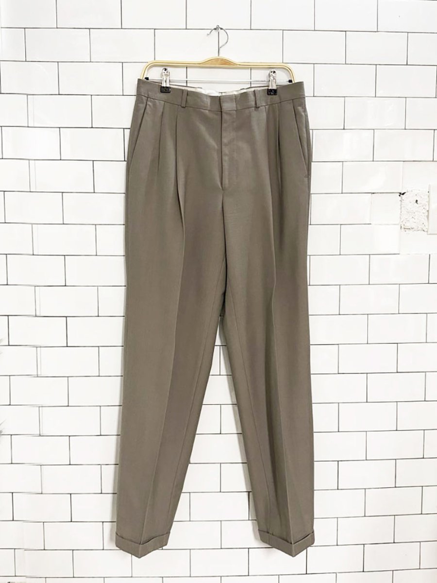 vintage merit wool - blend pleated cuffed trousers | made in Canada - good market thrift store