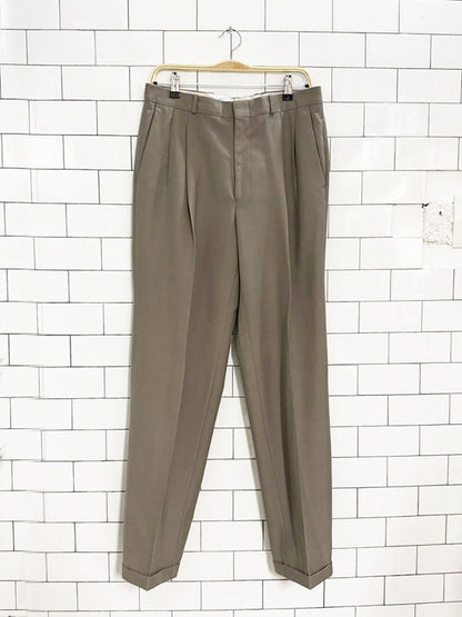 vintage merit wool - blend pleated cuffed trousers | made in Canada - good market thrift store