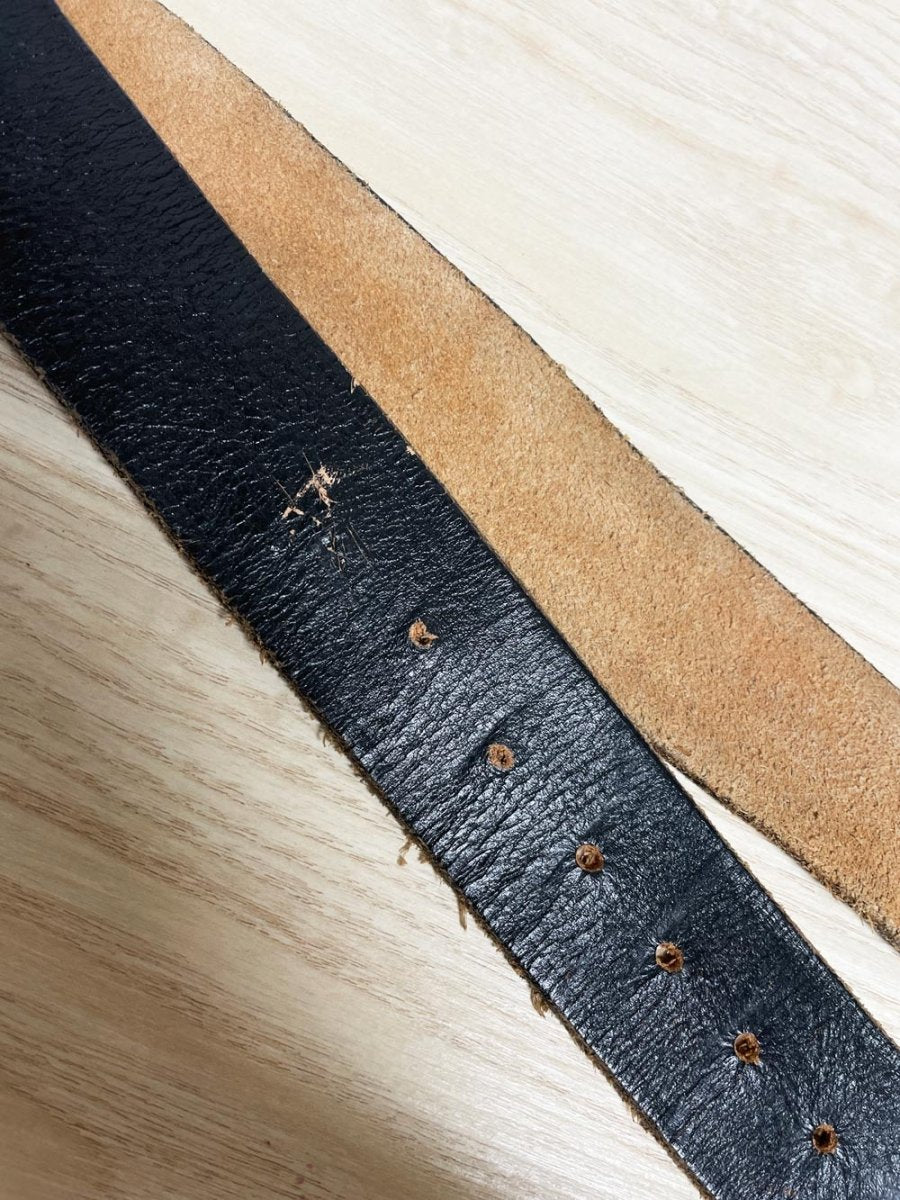 vintage metropolitan black leather natural belt - good market thrift store