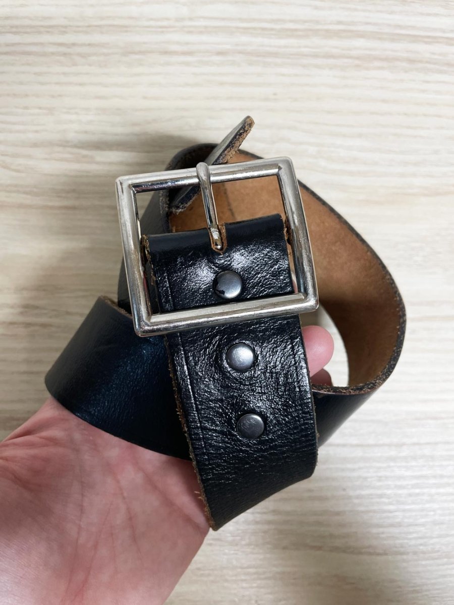 vintage metropolitan black leather natural belt - good market thrift store