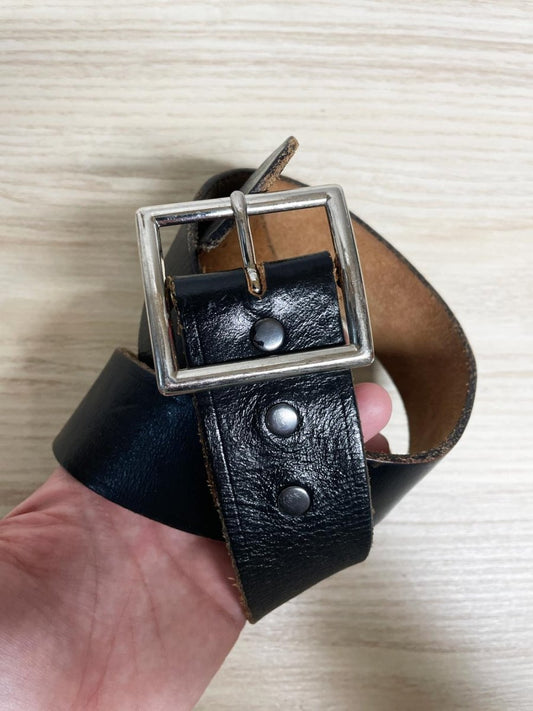 vintage metropolitan black leather natural belt - good market thrift store