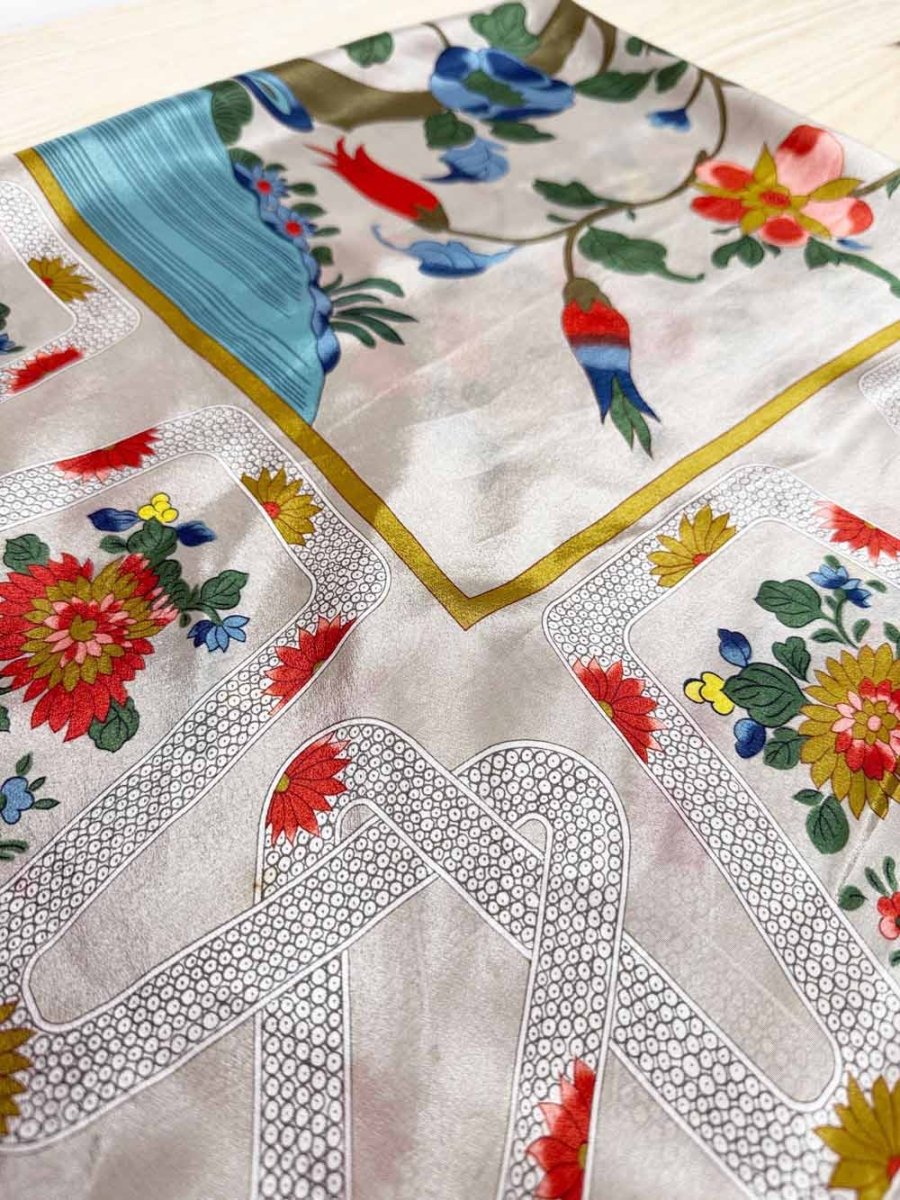 vintage metropolitan museum of art 100% silk qing dynasty scarf | made in Japan - good market thrift store