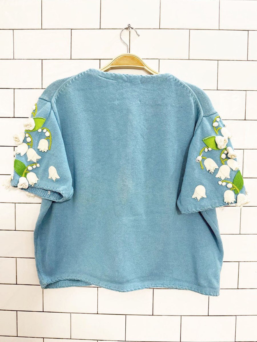 vintage michael simon 3D lily of the valley floral full button cardigan - good market thrift store