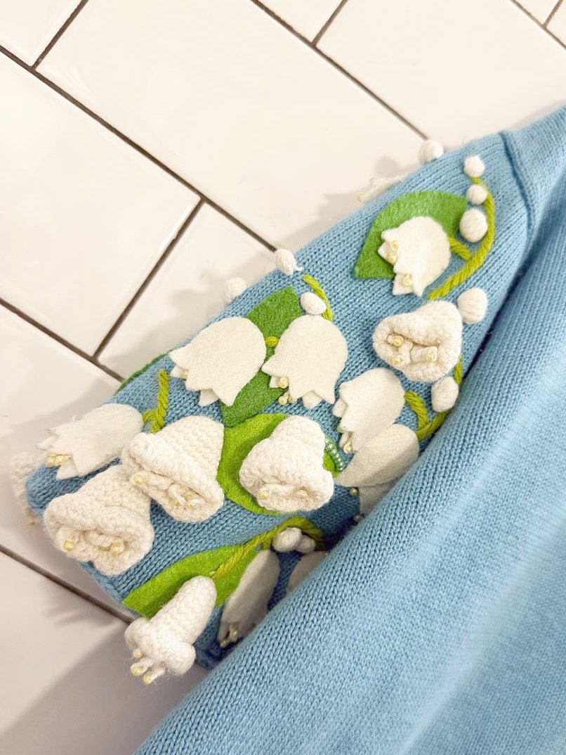 vintage michael simon 3D lily of the valley floral full button cardigan - good market thrift store