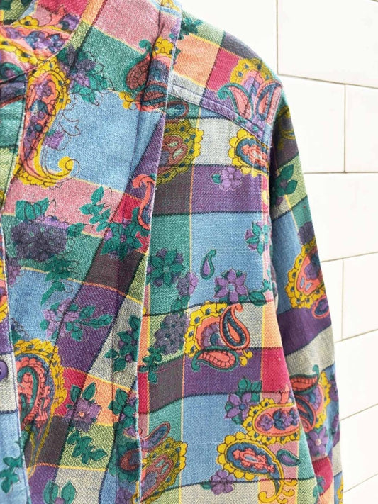 vintage michel paisley plaid blouse | made in India - good market thrift store