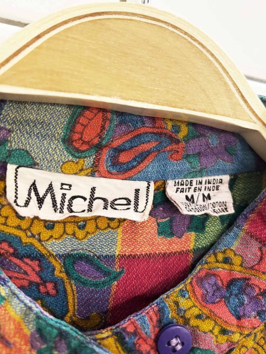vintage michel paisley plaid blouse | made in India - good market thrift store