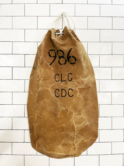 vintage military issue duck canvas laundry sack | surplus - good market thrift store