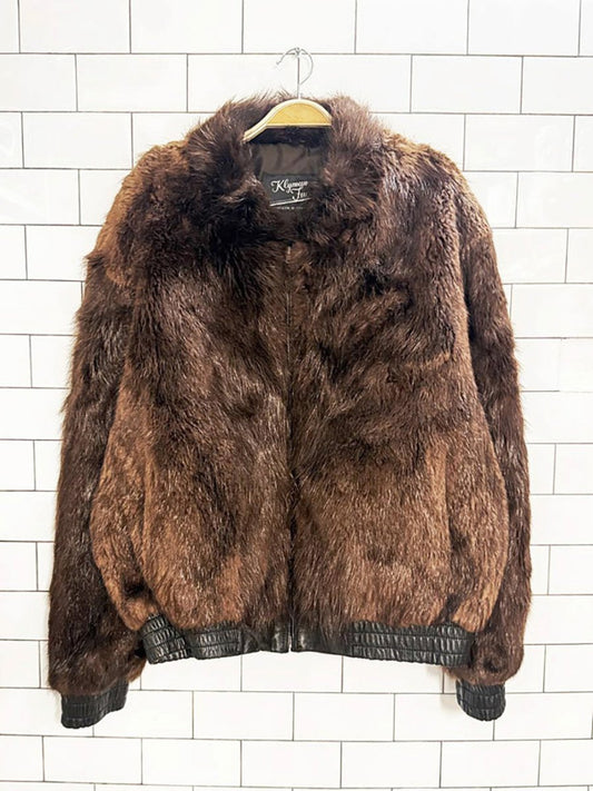 vintage mink full zip leather trim bomber jacket | klyman furs | made in Canada - good market thrift store