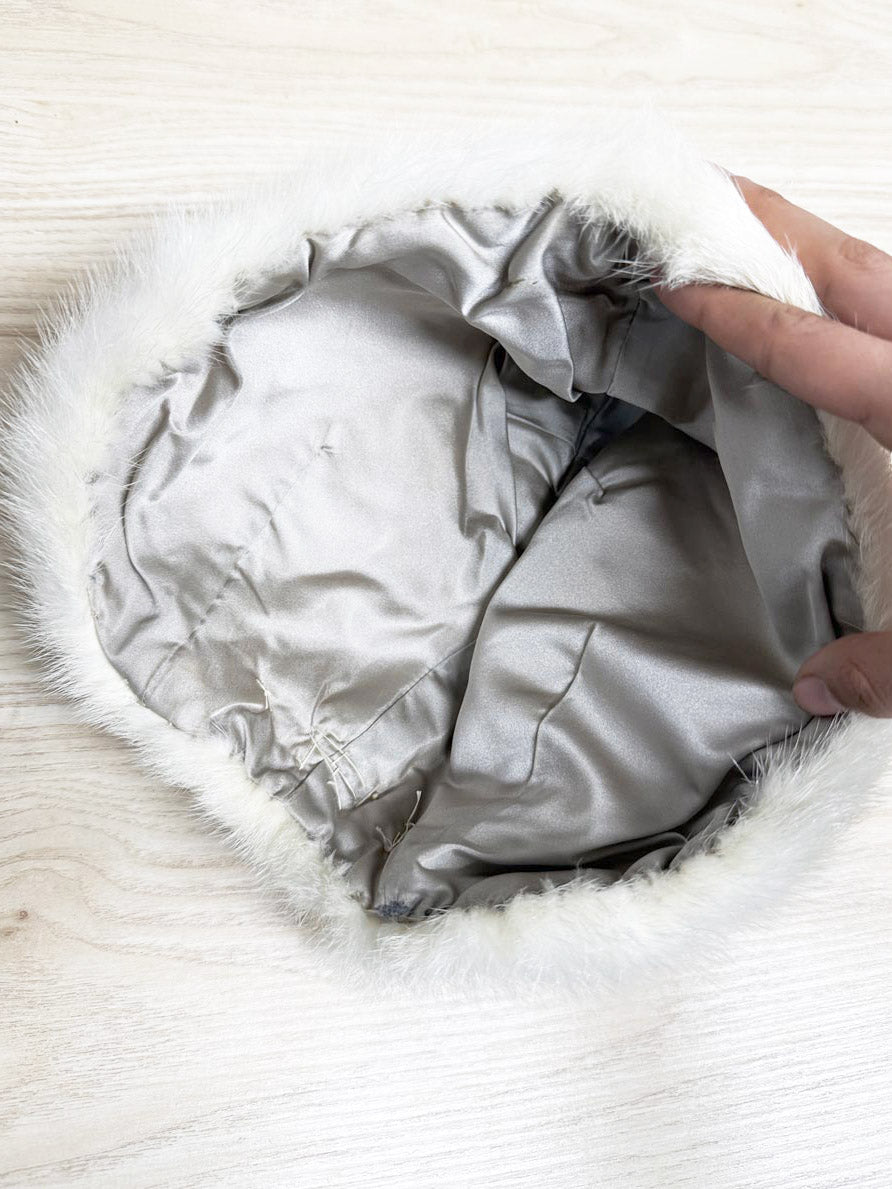 vintage mink fur bow detail hat - good market thrift store