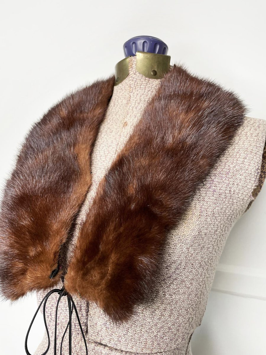 vintage mink fur stole tie collar - good market thrift store