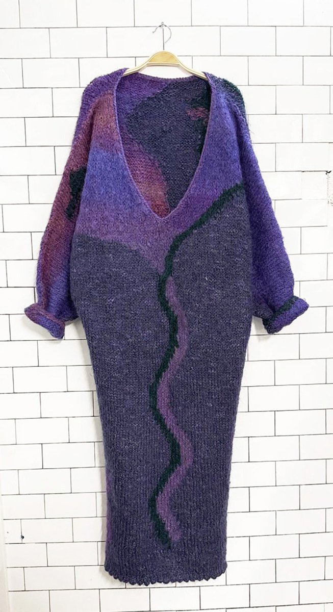 vintage mohair chunky slouchy knit sweater maxi dress - good market thrift store