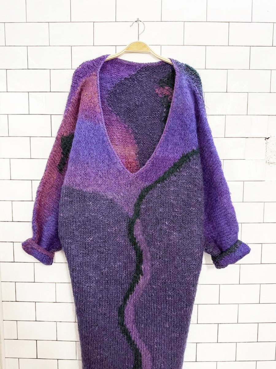 vintage mohair chunky slouchy knit sweater maxi dress - good market thrift store