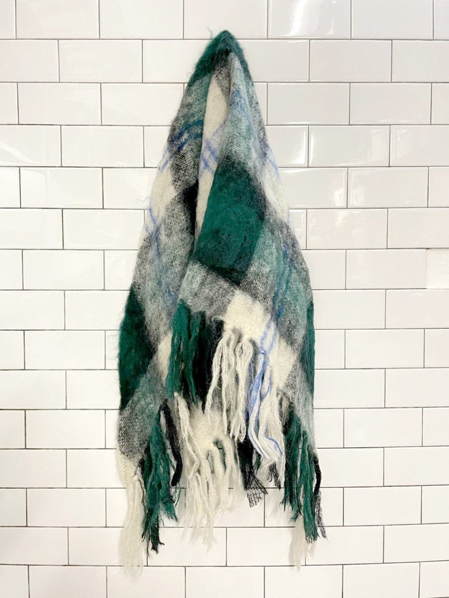 vintage mohair tartan shawl scarf - good market thrift store
