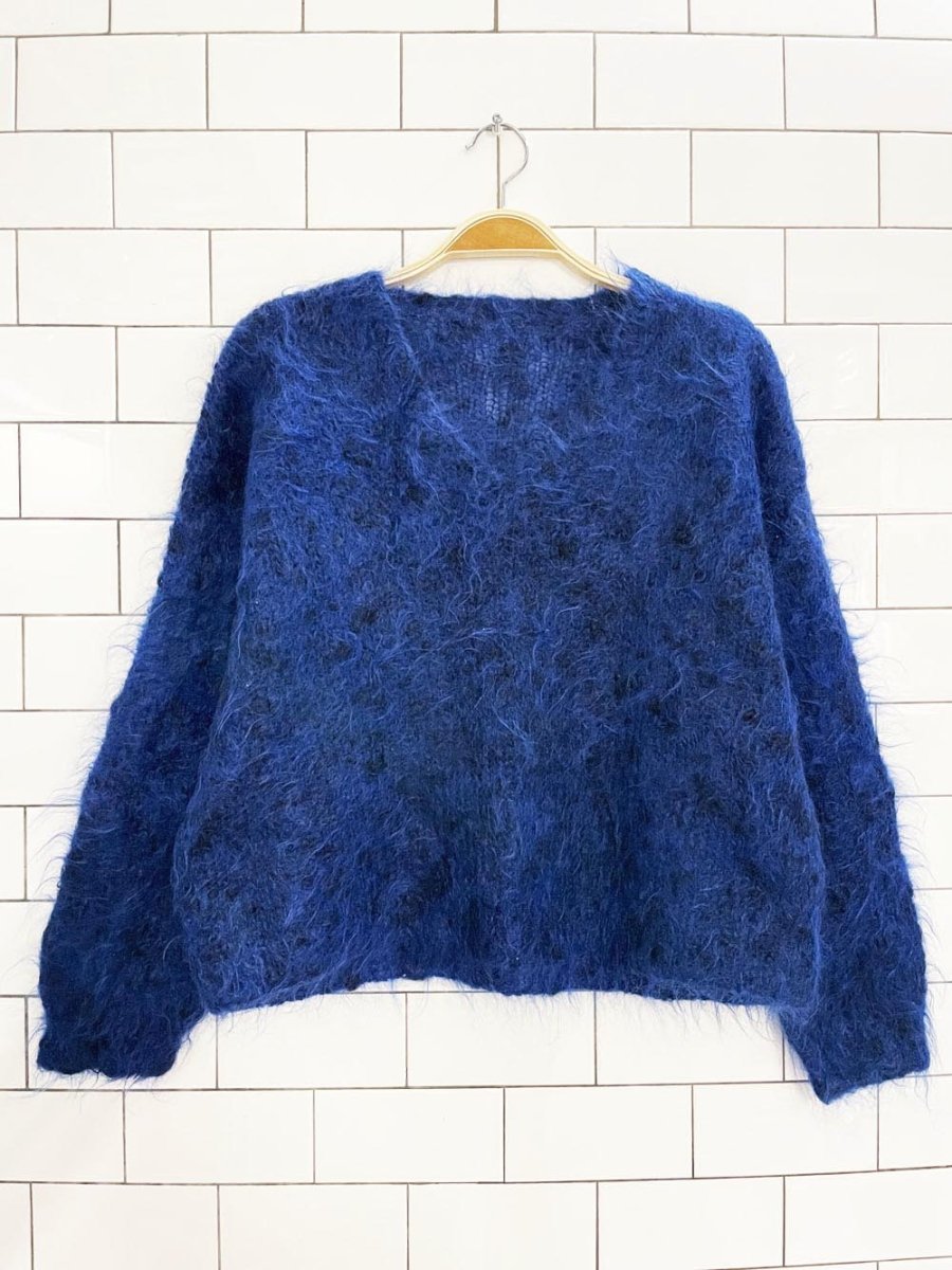 vintage mohair v - neck boxy knit sweater - good market thrift store