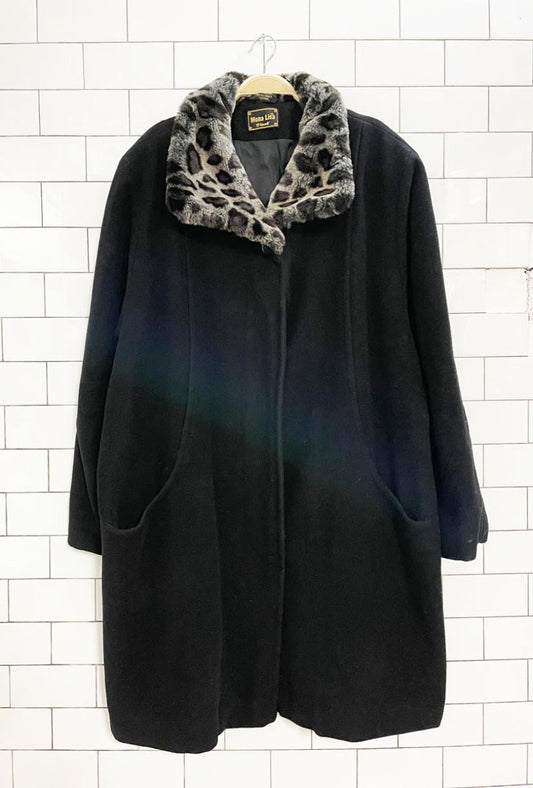 vintage mona lisa faux fur collar wool - blend coat | fen - nelli - good market thrift store