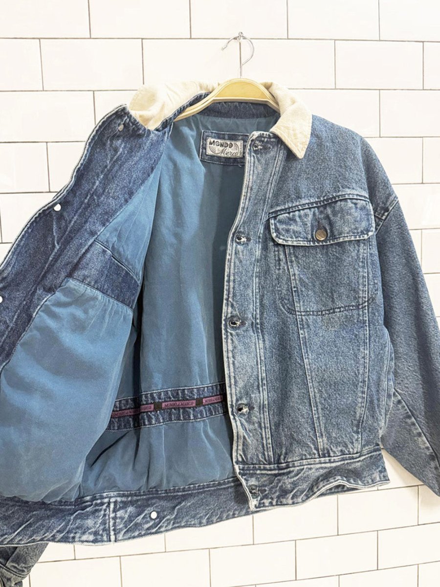 vintage mondo marco contract collar lined denim jacket | made in Italy - good market thrift store