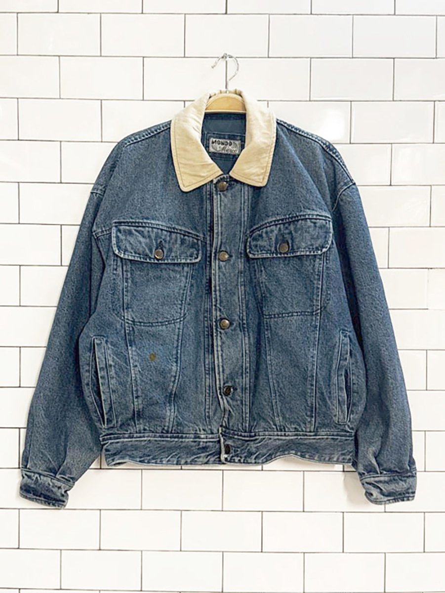 vintage mondo marco contract collar lined denim jacket | made in Italy - good market thrift store