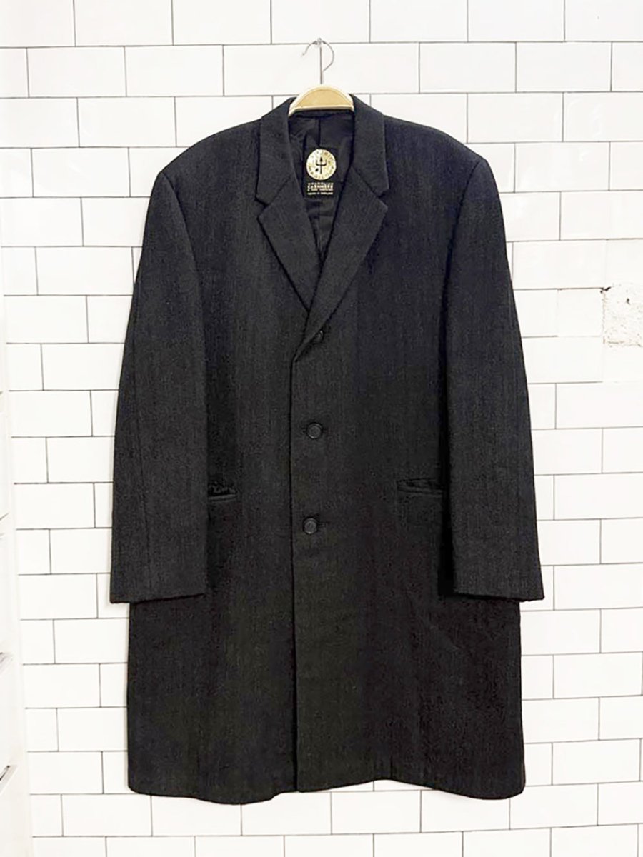 vintage mongolian cashmere herringbone coat | super magicoat | woven in Scotland - good market thrift store