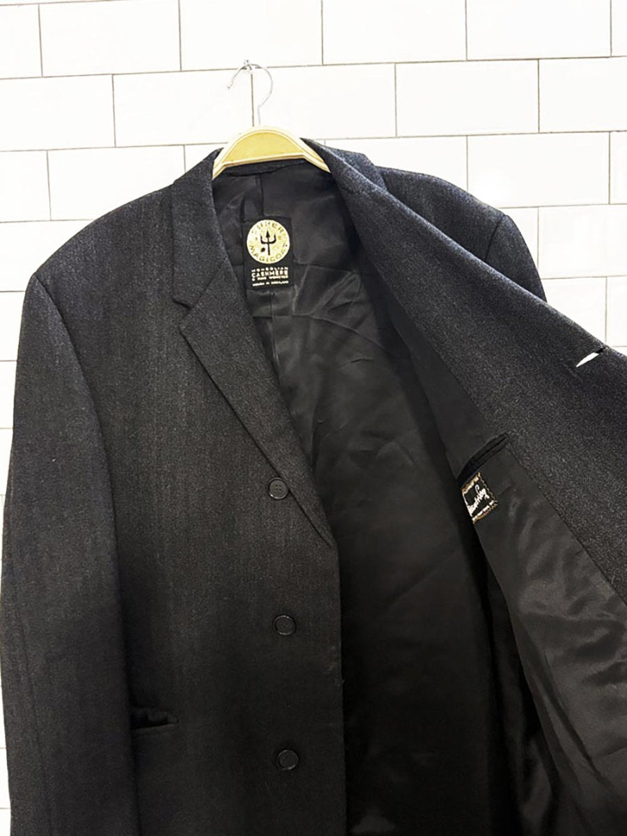 vintage mongolian cashmere herringbone coat | super magicoat | woven in Scotland - good market thrift store