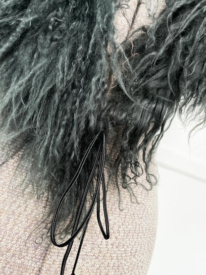 vintage mongolian sheepskin fur stole tie collar - good market thrift store