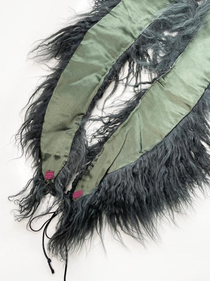 vintage mongolian sheepskin fur stole tie collar - good market thrift store