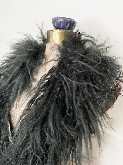 vintage mongolian sheepskin fur stole tie collar - good market thrift store