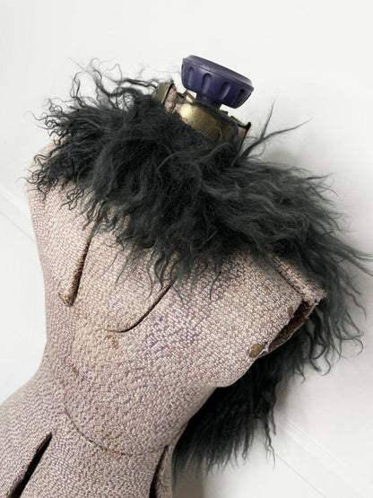 vintage mongolian sheepskin fur stole tie collar - good market thrift store