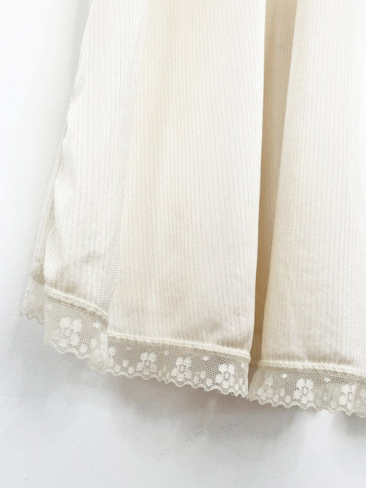 vintage montelle intimates minimal stripe lace trim sateen maxi slip skirt | made in canada - good market thrift store