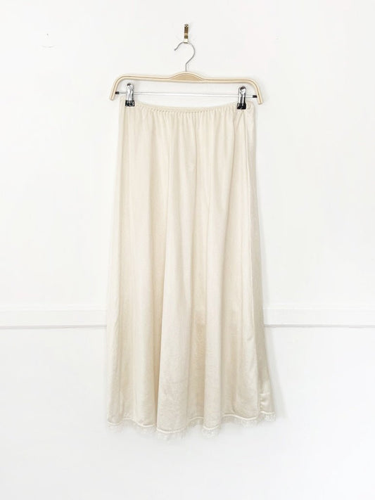 vintage montelle intimates minimal stripe lace trim sateen maxi slip skirt | made in canada - good market thrift store