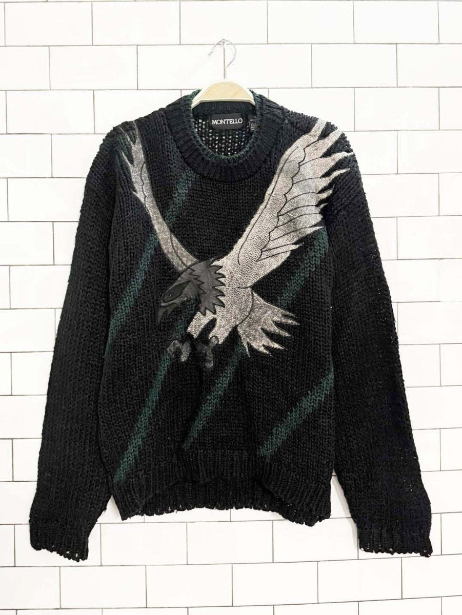 vintage montello eagle embroidery knit sweater - good market thrift store
