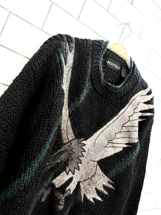 vintage montello eagle embroidery knit sweater - good market thrift store