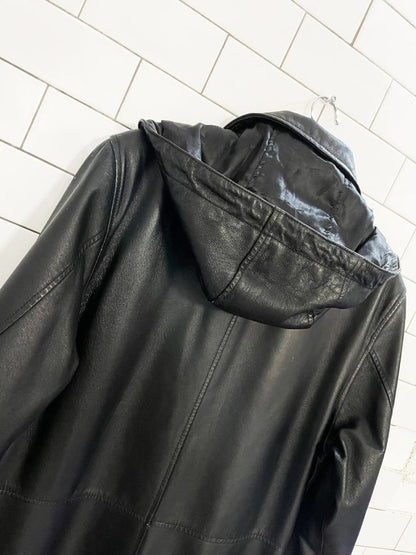 vintage multiplex enterprises hooded leather matrix coat - good market thrift store