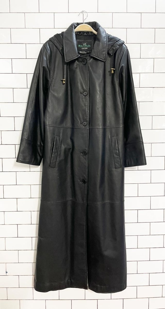 vintage multiplex enterprises hooded leather matrix coat - good market thrift store