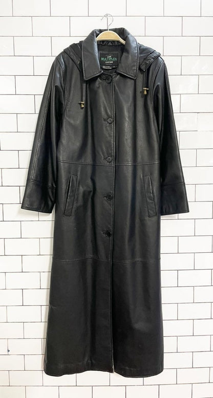 vintage multiplex enterprises hooded leather matrix coat - good market thrift store