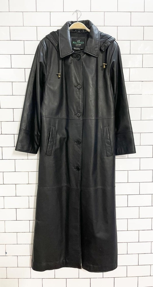 vintage multiplex enterprises hooded leather matrix coat - good market thrift store