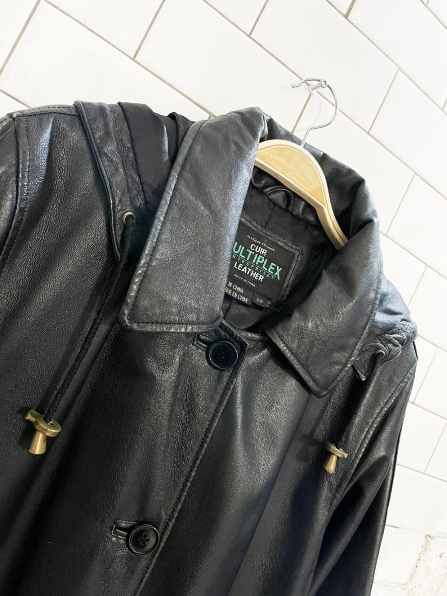 vintage multiplex enterprises hooded leather matrix coat - good market thrift store
