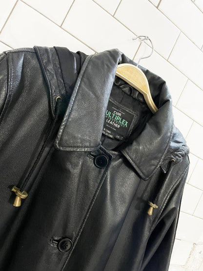vintage multiplex enterprises hooded leather matrix coat - good market thrift store