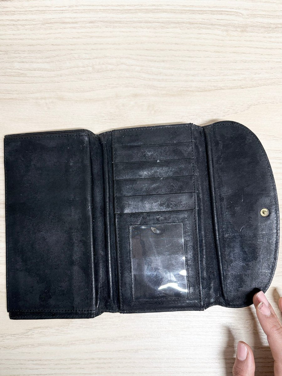 vintage mundi genuine eelskin wallet with coin purse - good market thrift store