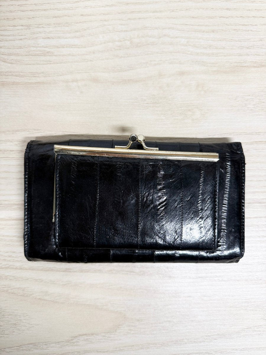 vintage mundi genuine eelskin wallet with coin purse - good market thrift store