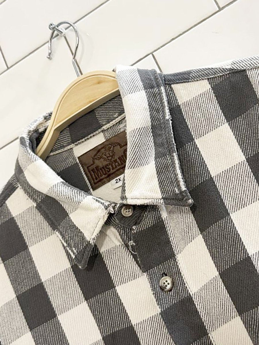 vintage mustang super distressed flannel shirt - good market thrift store
