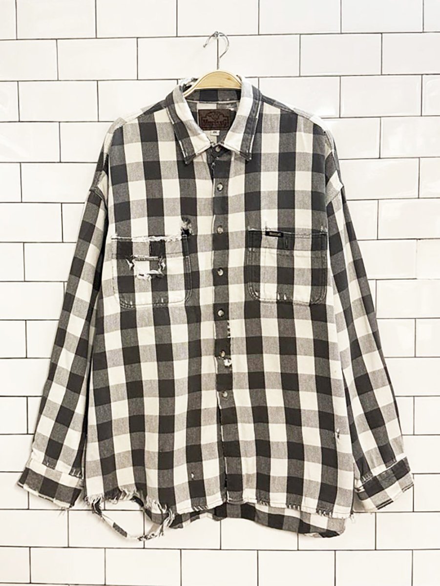 vintage mustang super distressed flannel shirt - good market thrift store
